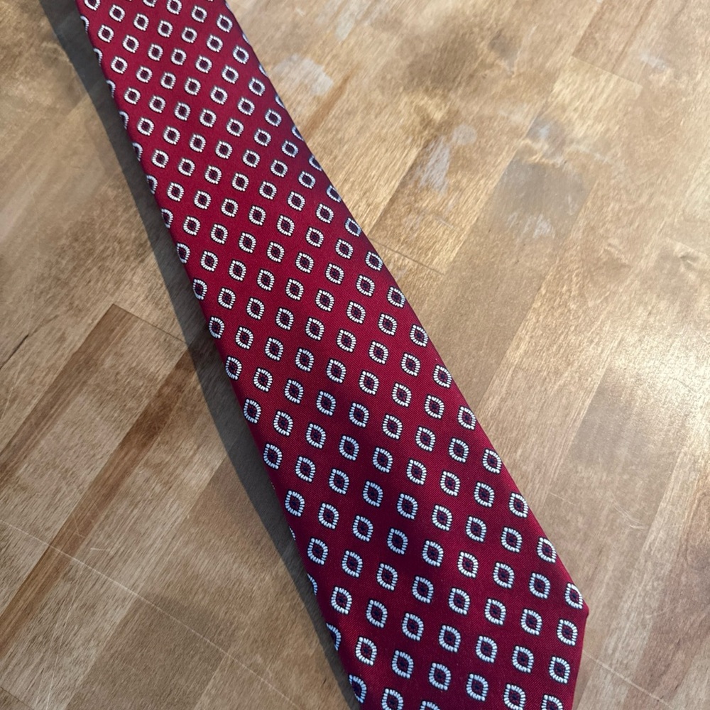Jos. A. Bank Red and White Silk Tie Classic Accessory